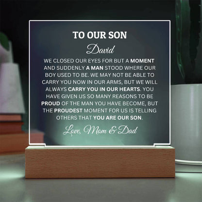 Personalized Plaque For Son, To Our Son We Are Proud Of You