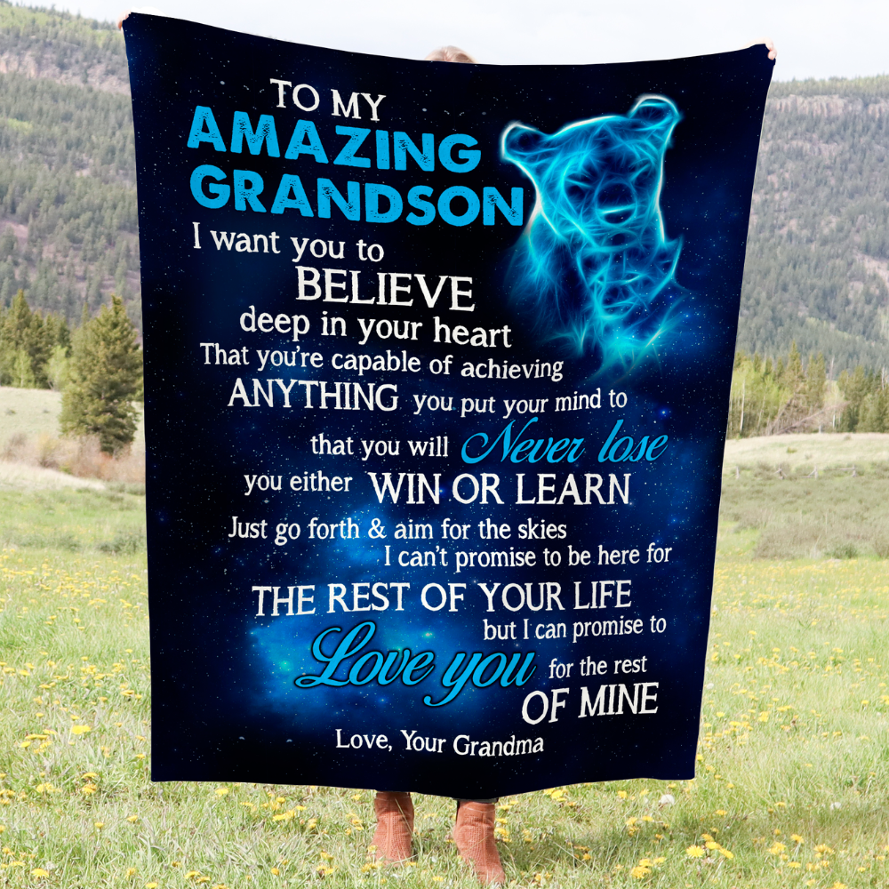 To My Amazing Grandson You're Capable Of Achieving Anything You Put Your Mind To, Cozy Blanket