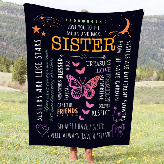 To My Sister, Love You To The Moon And Back, Cozy Blanket