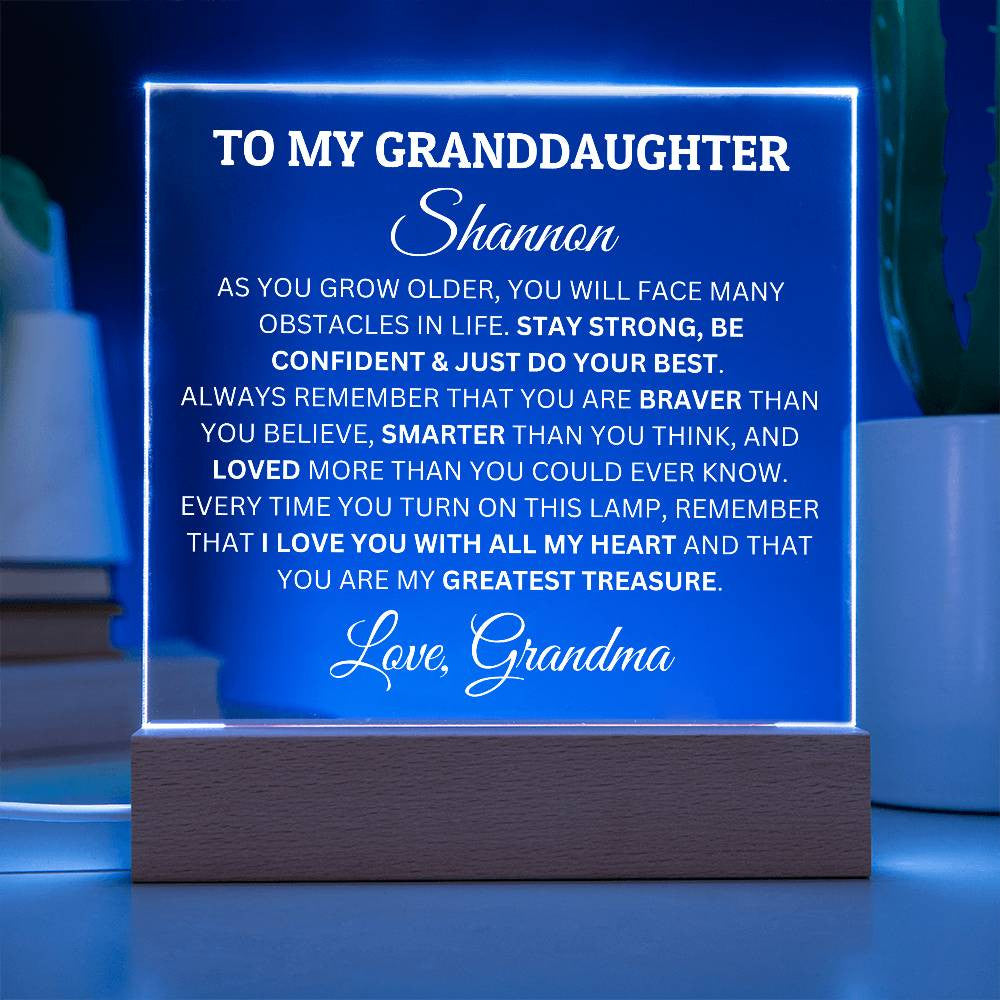 Personalized Acrylic Plaque For Granddaughter, To My Granddaughter, You Are My My Greatest Treasure