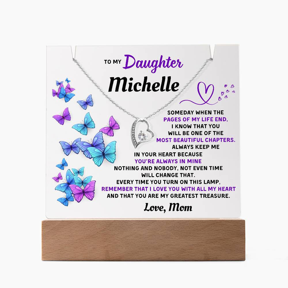 Personalized Keepsake Acrylic With Daughter's Name - To My Daughter, Night Light With Necklace (Beautiful Chapters)