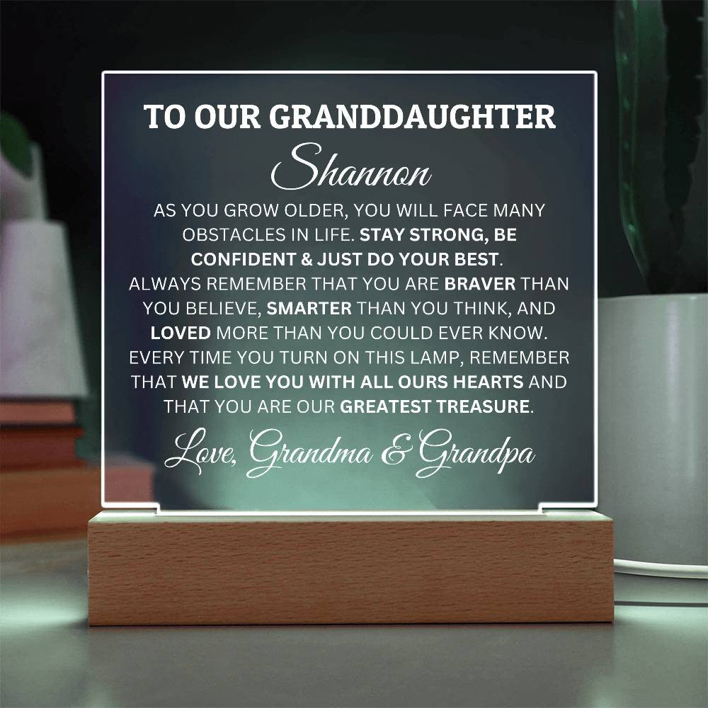 Personalized Acrylic Plaque For Granddaughter, To Our Granddaughter, You Are Our Greatest Treasure Acrylic Plaque