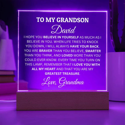 Personalized Acrylic Plaque For Grandson, To My Grandson, You Are My Greatest Treasure Acrylic Plaque