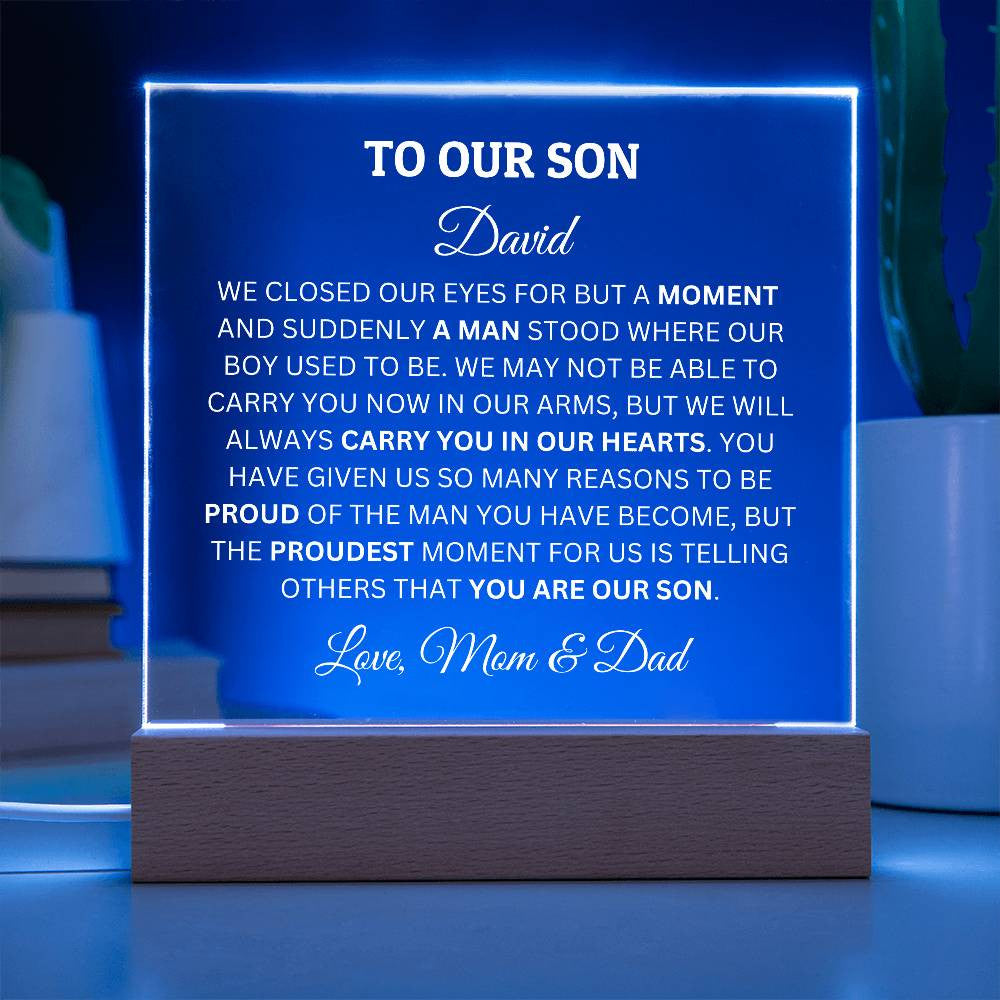 Personalized Plaque For Son, To Our Son We Are Proud Of You