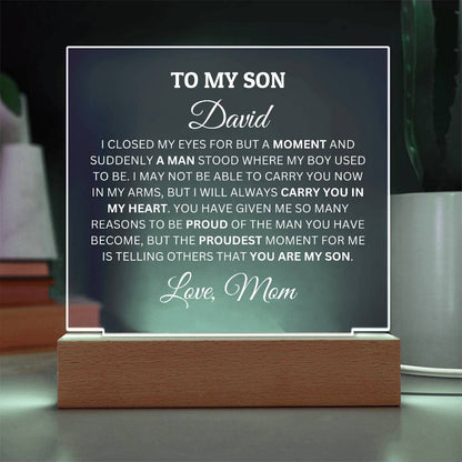 Personalized Acrylic Plaque For Son, To My Son I Am Proud Of You Acrylic Plaque