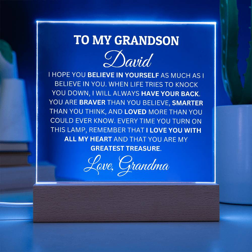 Personalized Acrylic Plaque For Grandson, To My Grandson, You Are My Greatest Treasure Acrylic Plaque