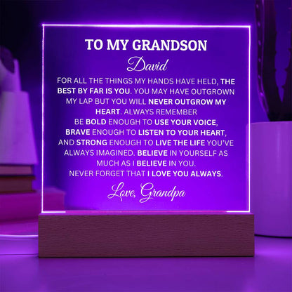 Personalized Plaque For Grandson, To My Grandson You Will Never Outgrow My Heart