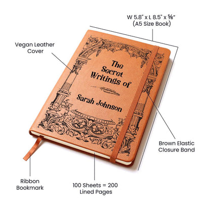 Personalized Journal -  Vintage Style The Secrets Writings Of, Novelty Secret Diary