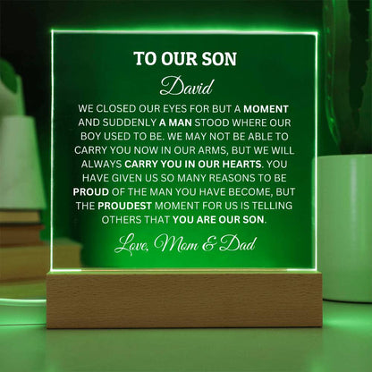 Personalized Plaque For Son, To Our Son We Are Proud Of You