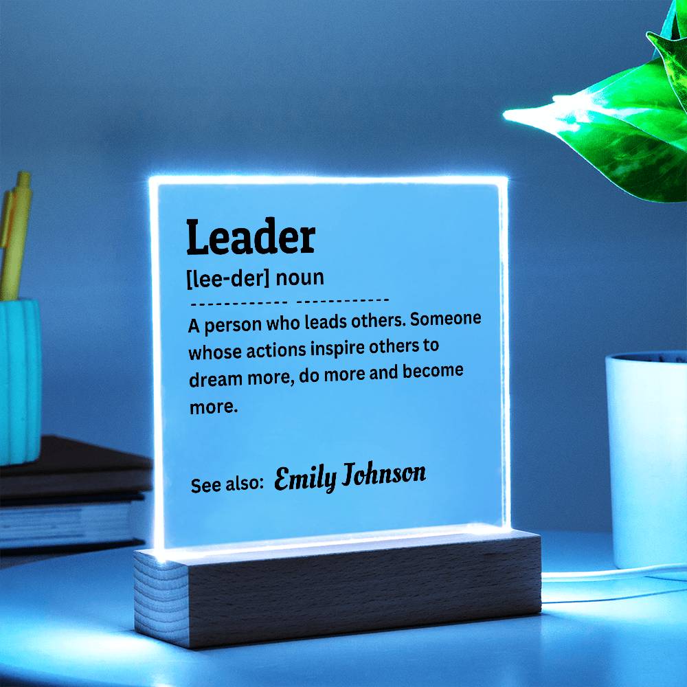 Personalized Leader Definition Acrylic Plaque, Recognition Gift