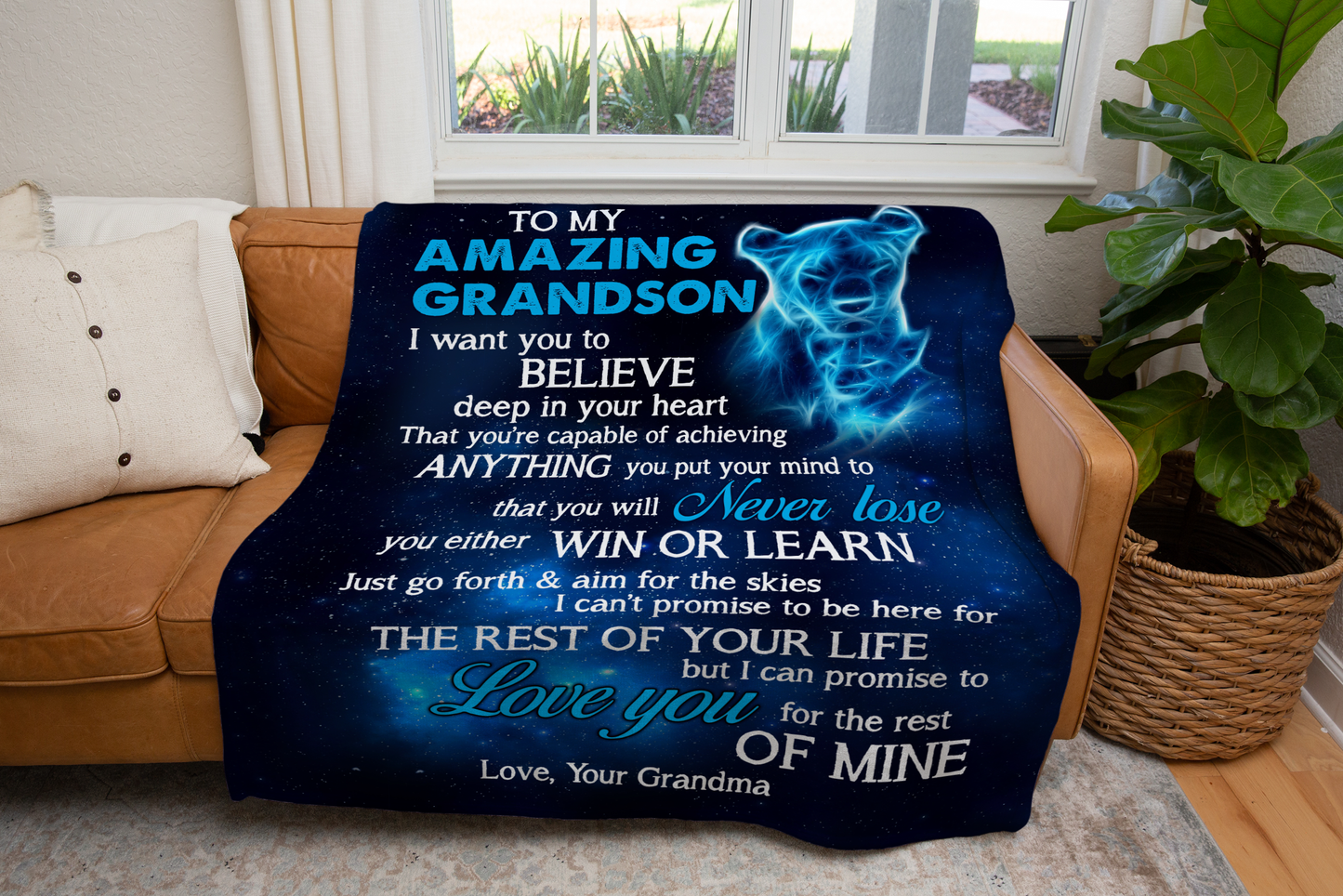 To My Amazing Grandson You're Capable Of Achieving Anything You Put Your Mind To, Cozy Blanket