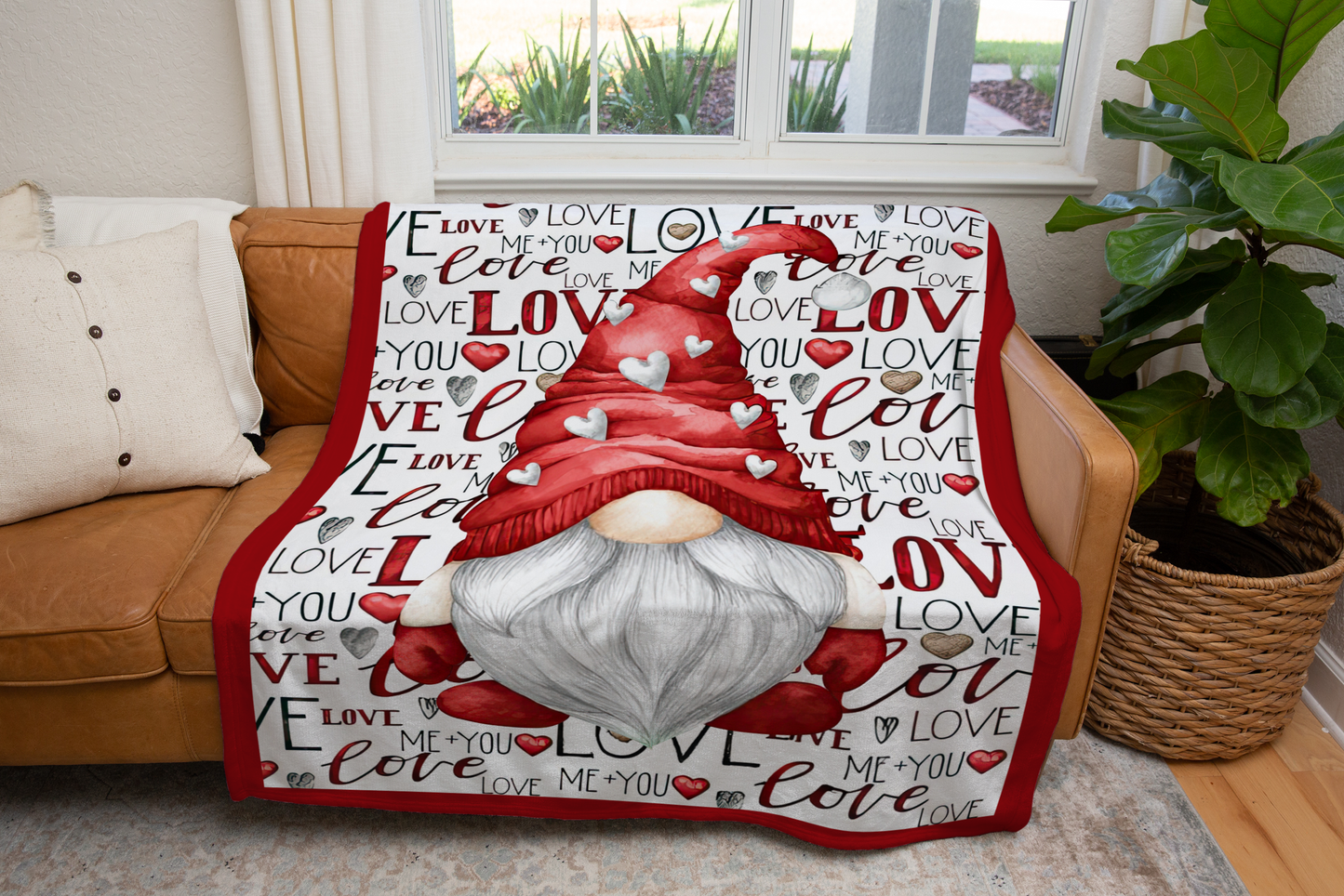 Valentine's Gnome Cozy Blanket