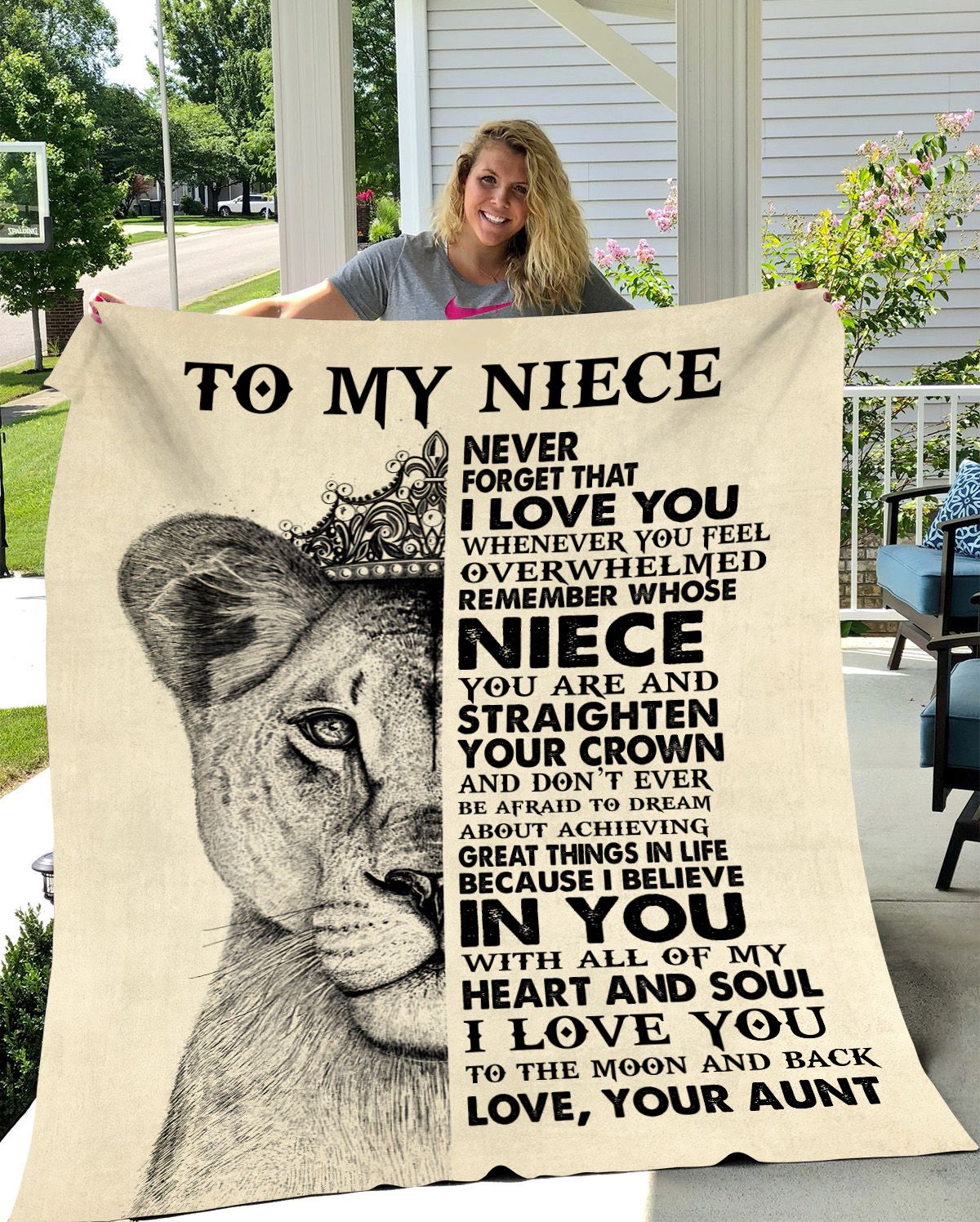 To My Niece I Love You To The Moon and Back Cozy Blanket