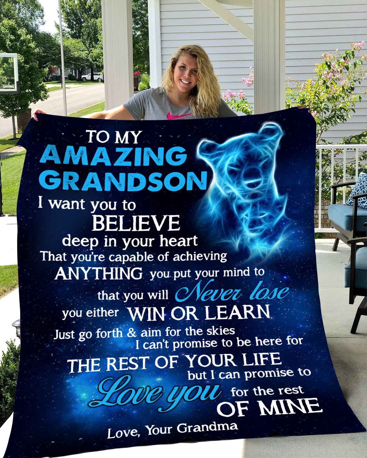 To My Amazing Grandson You're Capable Of Achieving Anything You Put Your Mind To, Cozy Blanket