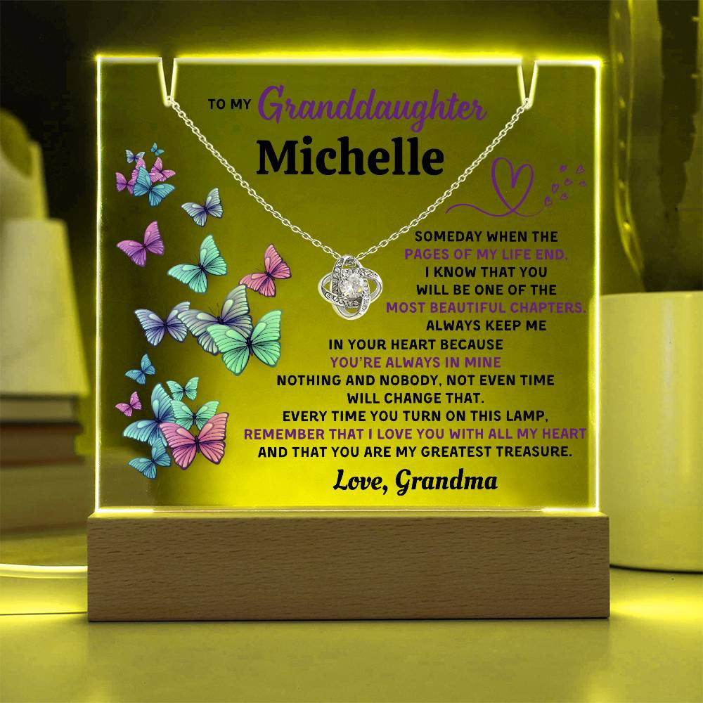 Personalized Keepsake Acrylic With Granddaughter's Name, To My Granddaughter, Night Light With Necklace (Greatest Treasure)