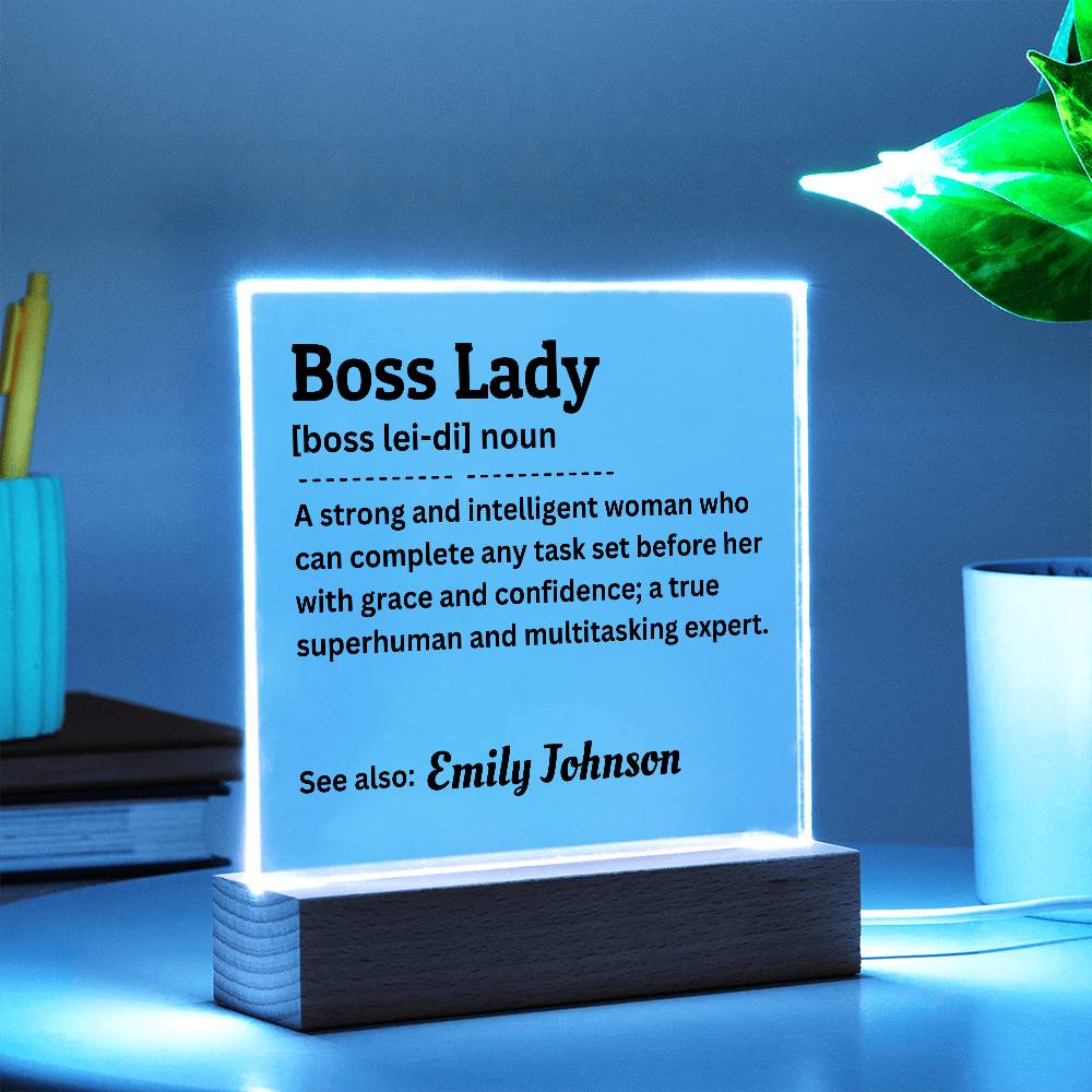 Personalized Boss Lady Acrylic Plaque, Recognition Gift