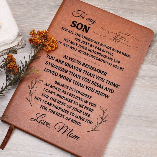 Leather Journal - To My Son Believe In Yourself, From Mom