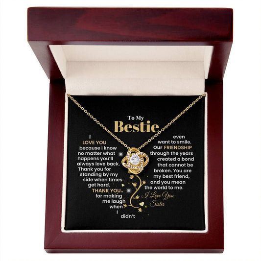 To  My Bestie, You Mean The World To Me | Love Knot Necklace