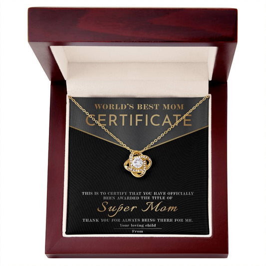 World's Best Mom Certificate | Love Knot Necklace