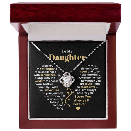 To My Daughter, I Am Proud Of You | Love Knot Necklace