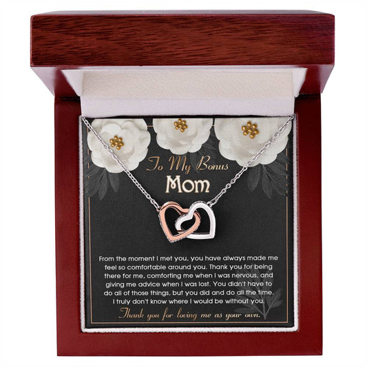 To My Bonus Mom, Thank You For Loving Me As Your Own | Interlocking Hearts Necklace