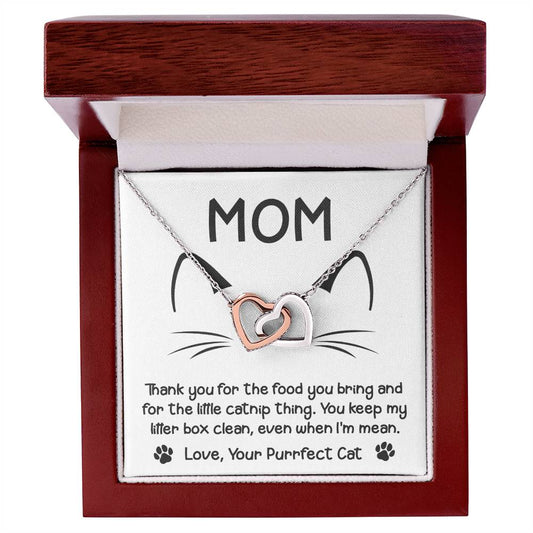 To My Cat Mom | Interlocking Hearts Necklace