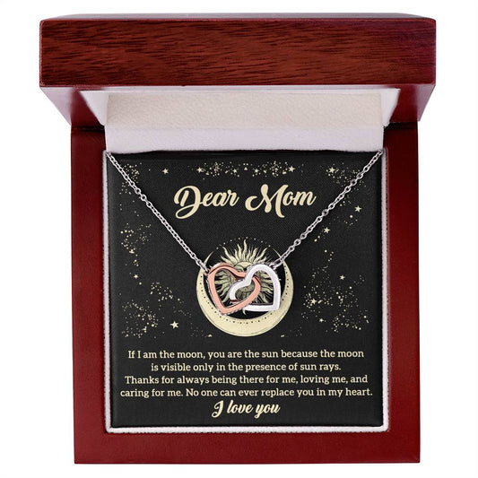 Dear Mom, No One Can Ever Replace You In My Heart | Interlocking Hearts Necklace