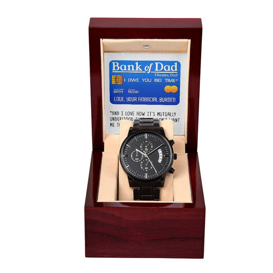 Bank of Dad | Black Chronograph Watch