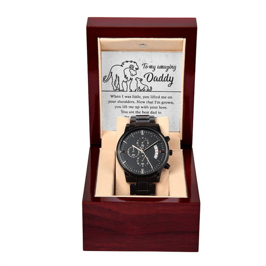 To My Amazing Daddy, I Love You So Much | Black Chronograph Watch