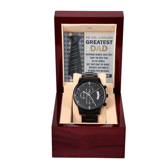 To The World's Greatest Dad | Black Chronograph Watch