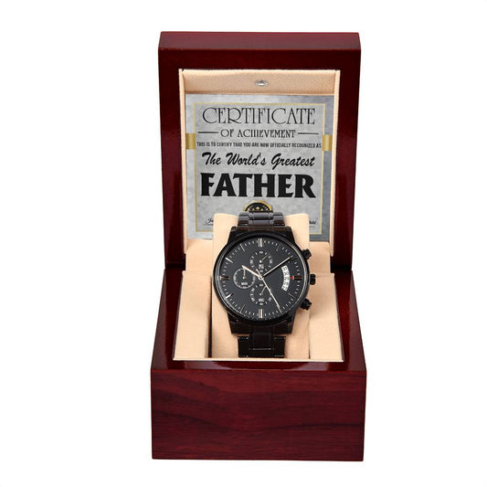 The World's Greatest Father | Black Chronograph Watch