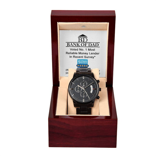 Bank of Dad Voted No 1 | Black Chronograph Watch