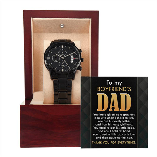 To My Boyfriend's Dad, Thank You For Everything | Black Chronograph Watch