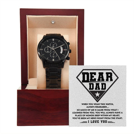 Dear Dad, I Love You | Black Chronograph Watch