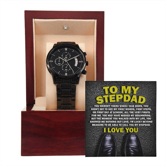 To My Stepdad, I Love You | Black Chronograph Watch