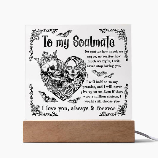 To My Soulmate Skeleton Acrylic Plaque | Night Light