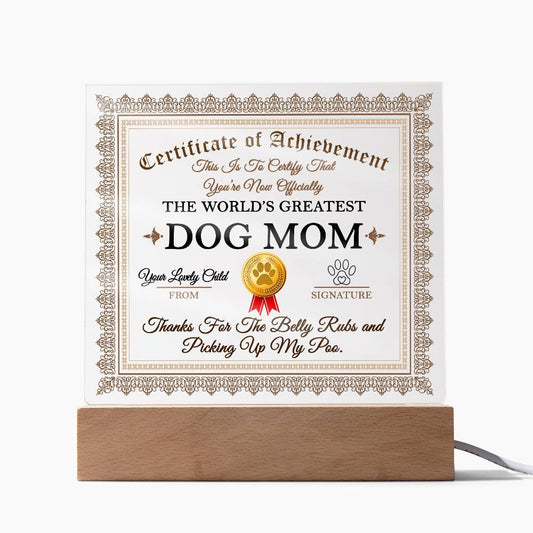 World's Greatest Dog Mom Acrylic Plaque | Night Light