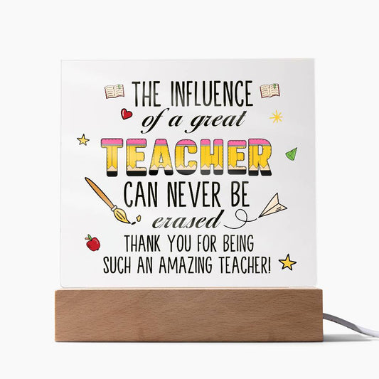 Teacher Square Acrylic Plaque | Night Light