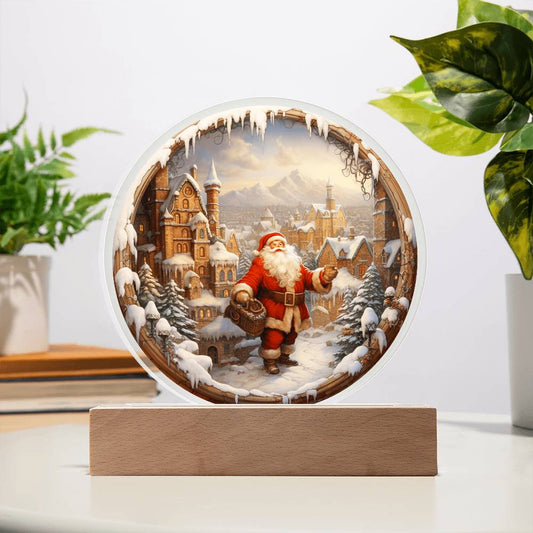 Santa Claus Comes To Town Acrylic Plaque | Night Light