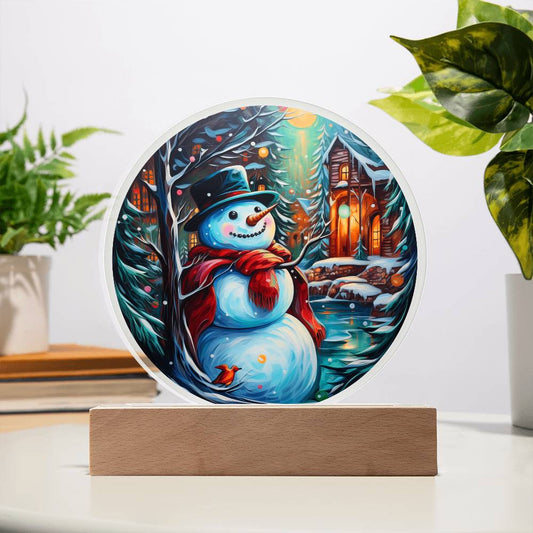 Snowman Acrylic Plaque | Night Light