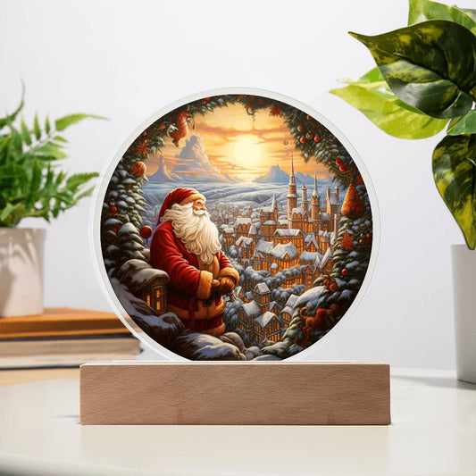 Santa Is Coming To Town Acrylic Plaque | Night Light