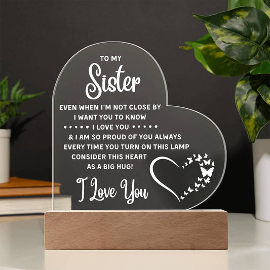 Sister Heart Acrylic Plaque | Night Light