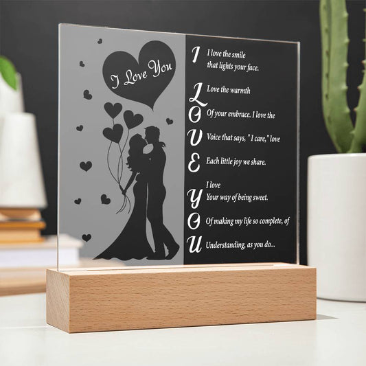 I Love You Acrylic Plaque | Night Light