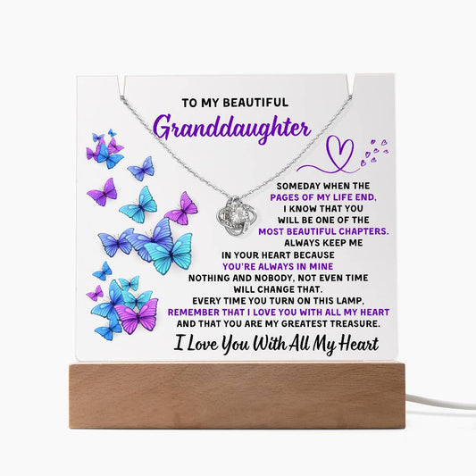 To My Granddaughter Acrylic Plaque Night Light With Necklace (The Most Beautiful Chapters)