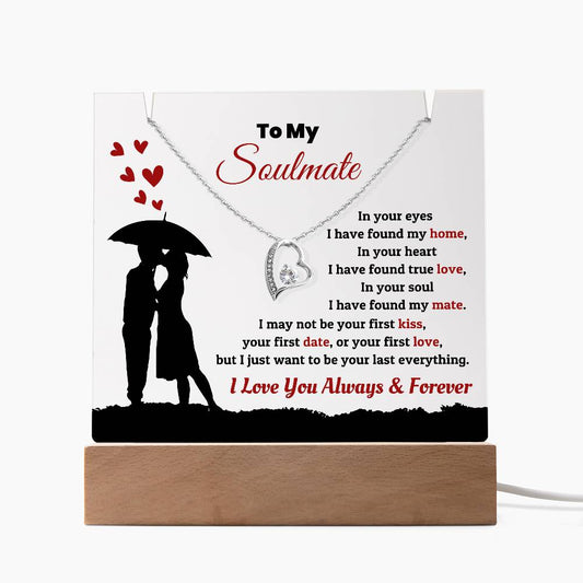 To My Soulmate Acrylic Plaque Night Light With Necklace (I Love You Forever)