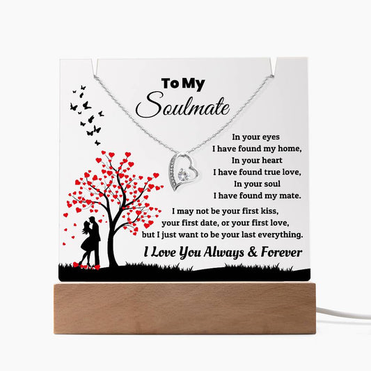 To My Soulmate, I Love You Always Acrylic Plaque and Night Light With Necklace