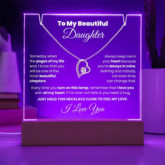 To My Daughter Acrylic Plaque Night Light With Necklace (Always In My Heart)