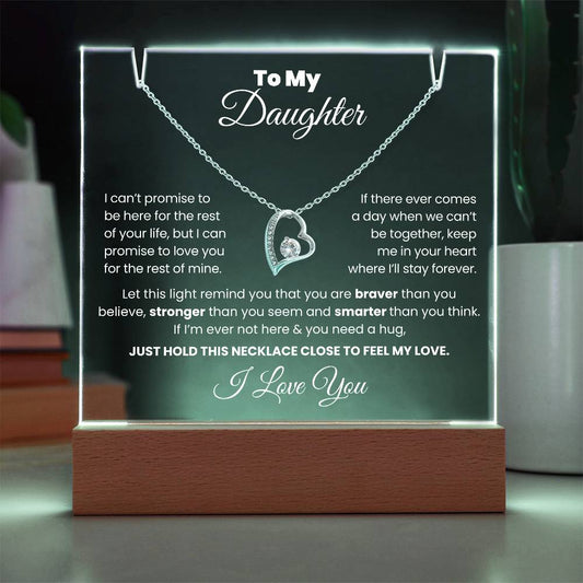 To My Daughter Keepsake Acrylic Bundle With Necklace (Forever In Your Heart)