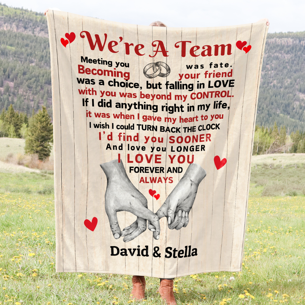 We're A Team Cozy Blanket - Personalized Plush Blanket