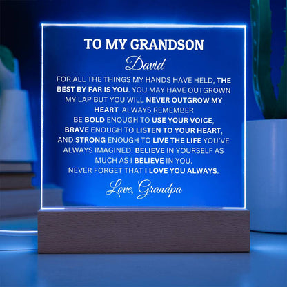 Personalized Plaque For Grandson, To My Grandson You Will Never Outgrow My Heart